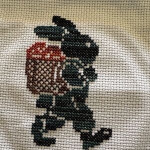 Handcrafted Bunny Cross-Stitch Art